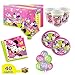 Kit fiesta cumpleaños Minnie niña juego rosa mesa Party 40 personas (40 platos 40 vasos 40 servilletas 1 mantel 20 globos de regalo) Juego adornos para fiestas