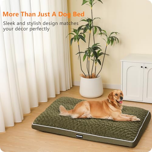 HMTOPE Orthopädisches Hundebett, Hundematte im Doppelstock-Design, Waschbar Hundekissen, Abnehmbar Hundekorb, 105 cm für Mittelgroße Hunde, Olivgrün