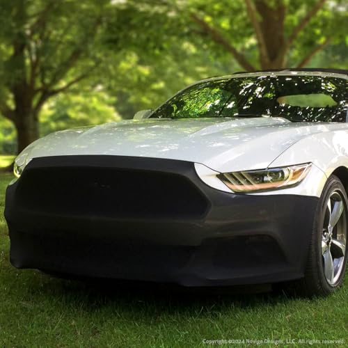 Image of NoviStretch Front Bumper Mask Bra with Mirror Covers for Ford Mustang 2015-2026 - 6th & 7th Gen Stretch-Fit Front End Paint Protection Cover, Easy On /Off Nose Bra, Custom Fit Mustang Accessory