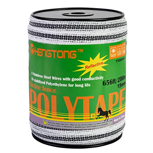 HENGTONG Reflective Electric Fence Poly Tape 3/5 656ft 4 SS Wires Horse