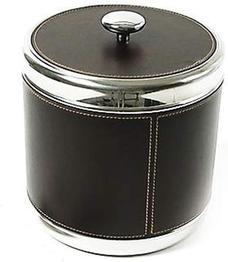 ROYAL QUEEN Ice bucket in silver plated with leather cod.513.003AG cm 19h diam.17 by Varotto & Co.