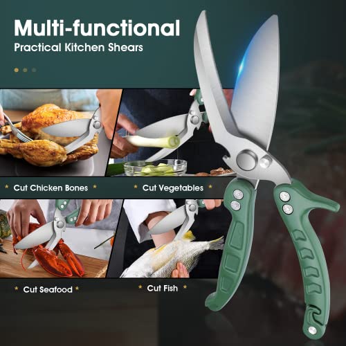Image of DRAGON RIOT Heavy Duty Poultry Shears - A Must Have Kitchen Shears for Chicken and Meat Cutting - Dishwasher Safe and Stainless Food Kitchen Scissors for Thanksgiving(Green)