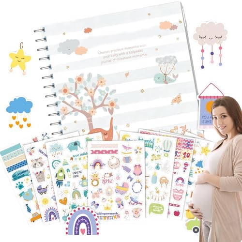 Libro dei primi anni per bambini, registro per la crescita dei bambini - Libro di pietre miliari Libro di registrazione dei ricordi per i bambini del primo anno,Diario degli eventi Album di ritag