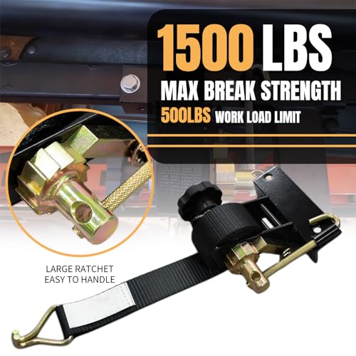 Image of Ratchet Straps for Ladder Rack - 1.4 inch Black Square Tube Mount with Double J-Hook (4 Pack) - 1.5 inch x 7.5' Heavy Duty Tie Down Straps,500 lbs Capacity for Roof Rack,Truck,Cargo Security