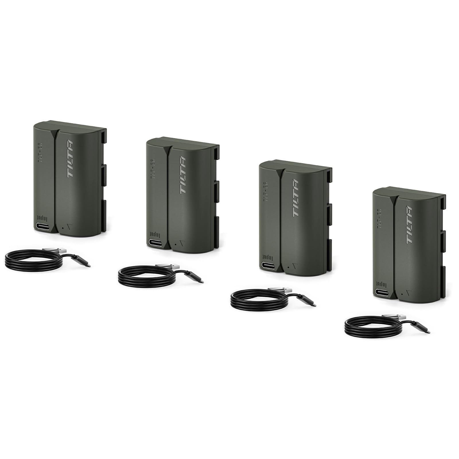 Lote de 4 baterías Recargables LP-E6P de 2400 mAh con Entrada USB-C | Compatibles con Las cámaras Canon EOS R5/R6 Mark II, R7, R6, R5, R, 5D Mark IV, 6D, 7D Mark II, 90D, 80D, 70D, 60Da TLP-E6P-GN-4