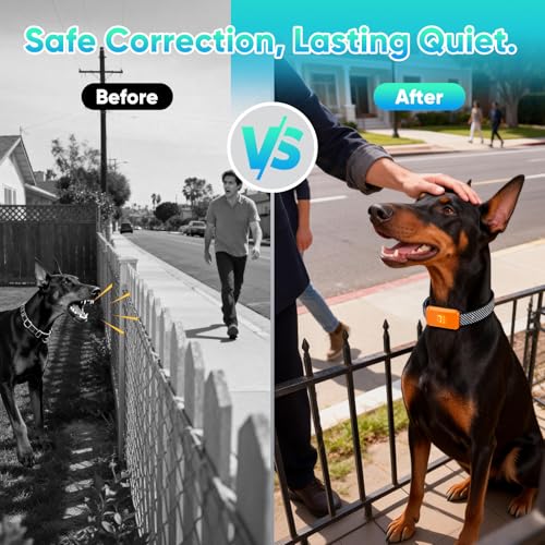 Dog Bark Collar for Large Medium Small Dogs, Effective No-Bark Collar, Smart Barking Collar, Rechargeable Bark Collar with 7-Level Sensitivity, 3 B & V Modes, Waterproof, Neon Orange - Image 5