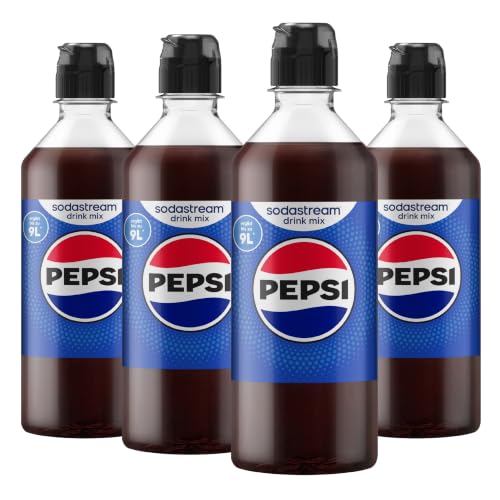 SodaStream drink mix Pepsi Sirup 4er-Pack Cola Sirup für Wassersprudler Getränkesirup mit echtem Pepsi Geschmack original und mit Koffein 4 x 440 ml