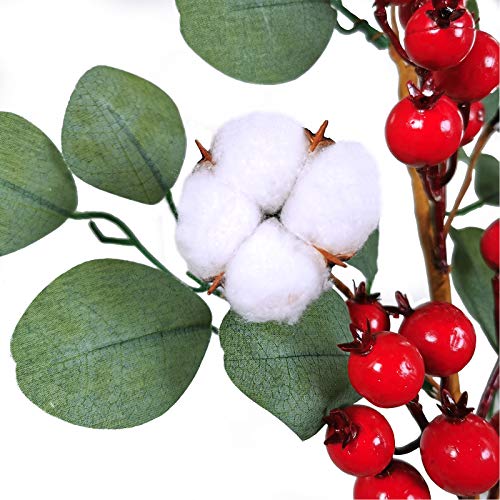 image for Winlyn 4 Pack Christmas Artificial Red Berries and Eucalyptus Leaves S