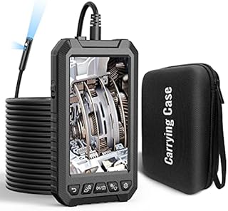 32.8FT Dual Lens Borescope,HantSkop Endoscope Sewer Inspection Camera with 5'' IPS Screen,IP67 Waterproof Snake Cable,7 LED Lights 1080P Fiber Optic Scope Camera for Home Wall Duct Drain Pipe Plumbing