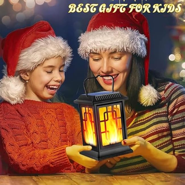 Solar Lanterns Outdoor Waterproof Hanging Solar Lanterns Garden Lights Solar Powered Flame Lights LED Lights for Patio Pathway Deck Yard (2 Pack)