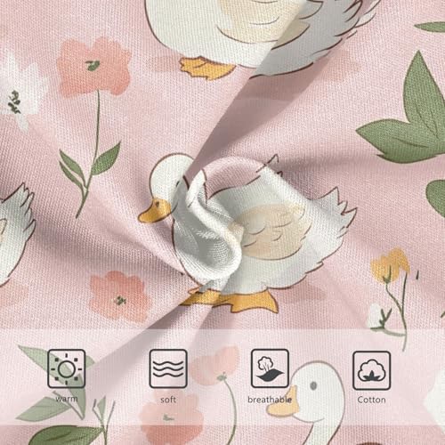 Wusikd Cute White Ducks Girls' Underwear Cotton Flowers Pink Girls Briefs Soft Toddler Underwear 2T3