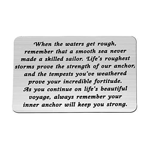 FUSTMW Inspirational Gifts Engraved Wallet Insert Life's Roughest Storms Prove The Strength of Our Anchors Sailor Gifts Navy Encouragement Gift (Anchors Engraved Wallet)