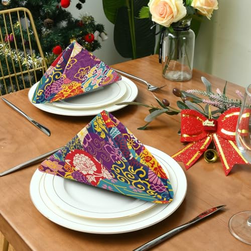 Nander G57243384P381C416S789 Japanese Patterns Classical Flower Cloth Napkins Soft Comfortable Reusable Set Of 6 Napkins Perfect thumb #2