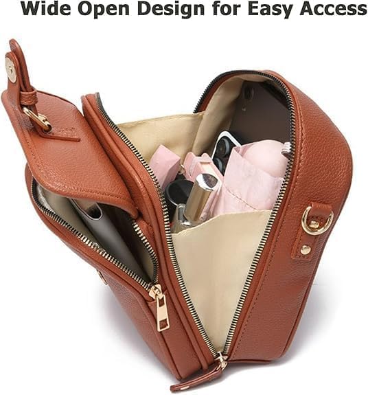 Vintage Leather Look Crossbody Bag for Women, Anti Theft Shoulder Bag with 10 Card Slots & Adjustable Strap (Multi Colors)3