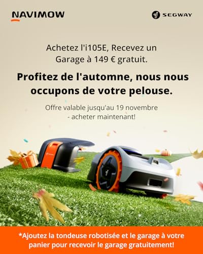 Navimow i105E Robot Tondeuse sans Fil périphérique, Recommandé 500 m², Max. 600 m², RTK+Vision Tondeuse Robot Gazon, IA cartographie Automatique, Limite virtuelle, Gestion multizone