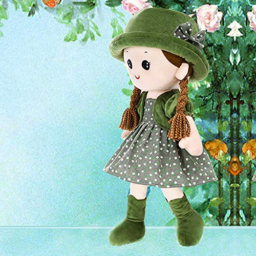 ITODA Cute Rag Doll Soft Cuddly Stuffed Toy Companion Toys Beautiful Ragdoll Princess Plush Dolls with Hat Skirt Christmas Birthday Gift 35CM