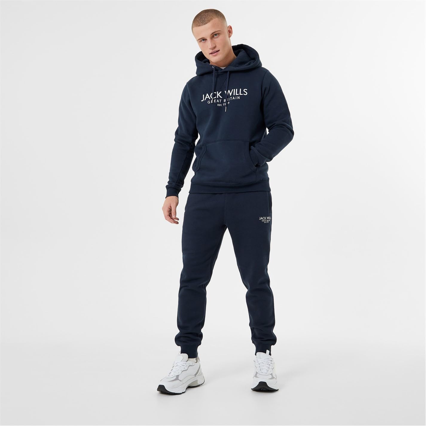 Pull à Capuche Homme Jack Wills - Bleu - Taille S - Bon état - Mélange Coton