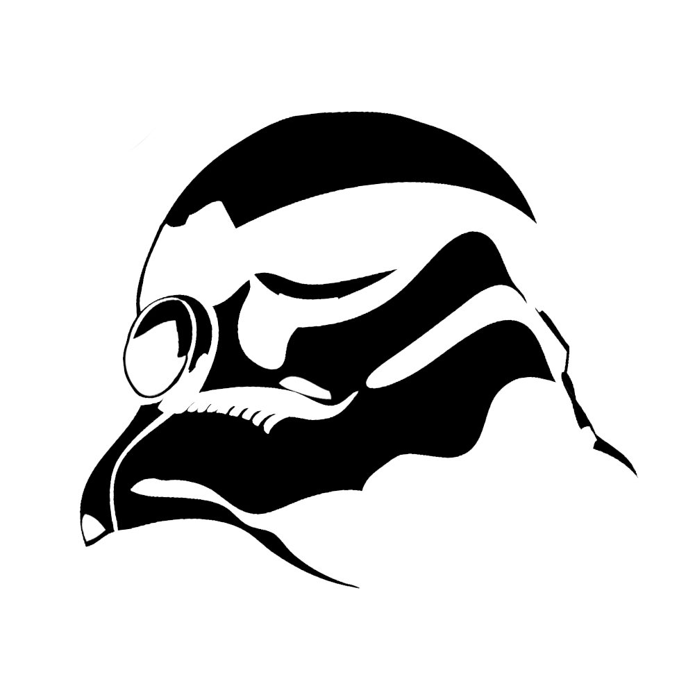 Stormtrooper Helmet Silhouette 6" Vinyl Sticker Car Decal (6" Black)
