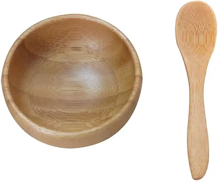 Eco Bamboo Mixing Bowl - Cute Miuni Small Facial Skin Care Mixing Bowl DIY Homemade Mini Cosmetic Tool Sets