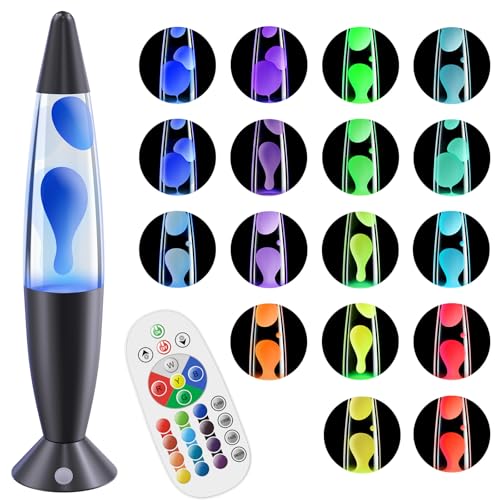Image of Large Black 17 Colors Changing LED Liquid Motion Lamps with Remote 16 Inch Giant Color Changing Lamp Relax Mood Night Light for Kids Adults Classic Table Lamp
