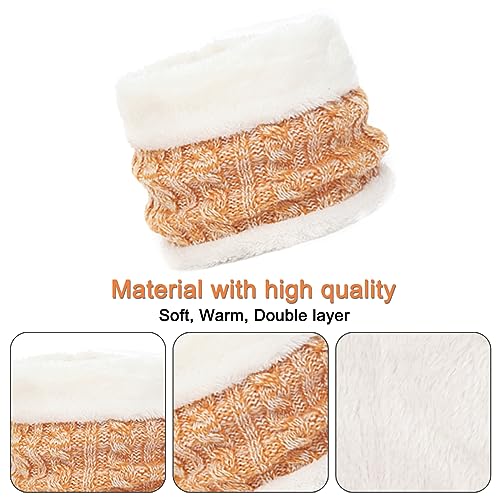 3pcs Kids Winter Hat Scarf Gloves Set, Fleece Lining Beanie Hat with Pom, Knit Gloves Neck Warmer for Girls Boys 2-6 Years4