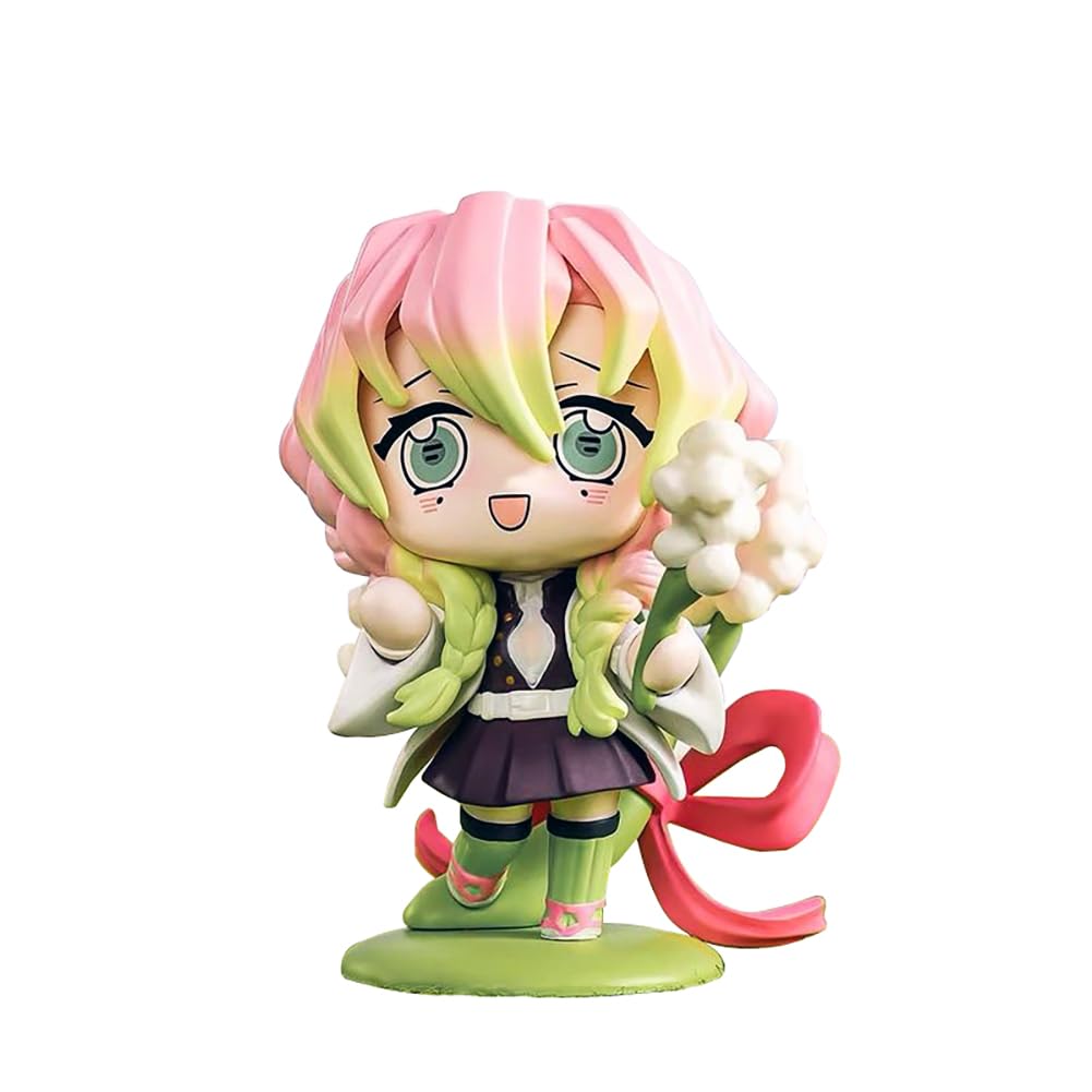 XESAGSNV Desktop Decorative Sculptures, PVC Sculptures, Cake Decorations, Demon Slayer Cartoon Character Ornaments, Anime ornaments, Color Box Packaging(Kamado Tanjirou) (Flower Kanroji Mitsuri)