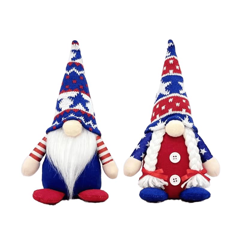 4th of July Decorations, 2Pcs Plush Patriotic Gnomes Decorations for Home, Red White and Blue Independence Day Gnome Gifts for Independence Day Memorial Day Decor