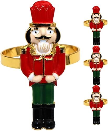 EXCEART Servilleteros de cascanueces de Navidad, 4 servilleteros de Navidad, anillos de mesa para suministros de fiesta de Navidad