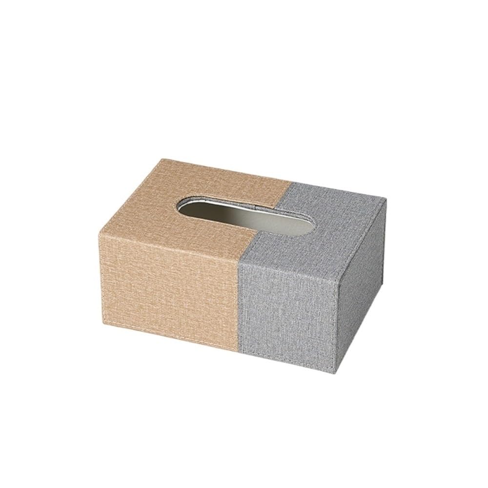 Tissue Fabric Tissue Box Square Clashing Colour For Home Hotel Room Desktop(Beige)