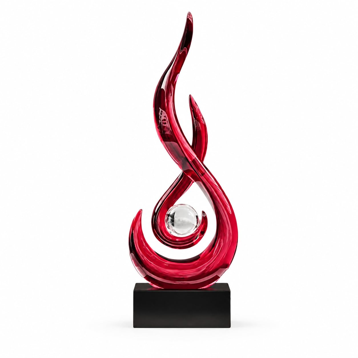 AWNR Abstrakte Art-Deco-Dekor-Statuen für Zuhause, Regale, Tisch, Wohnzimmer, Esszimmer, moderne Skulptur, Dekorationen von Häusern zum Verkauf (transparentes Rot)