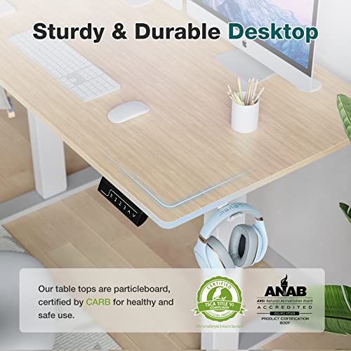 Sweetcrispy Electric Standing Desk,48 x 24in Adjustable Height Electric Stand up Desk Standing Computer Desk Home Office Desk Ergonomic Workstation with 3 Memory Controller, Bamboo Texture