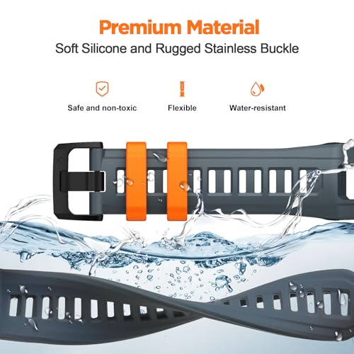 Image of XMUXI Compatible with Garmin Instinct 3 45mm Watch Strap Silicone Sport Replacement Band for Instinct 3 Solar 45mm /Instinct 3 Amoled 45mm with Stainless Steel Buckle(NO WATCH)