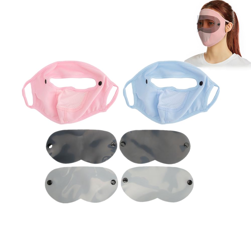 2 Pièces Masque De Protection Solaire Pour Le Visage 2-en-1