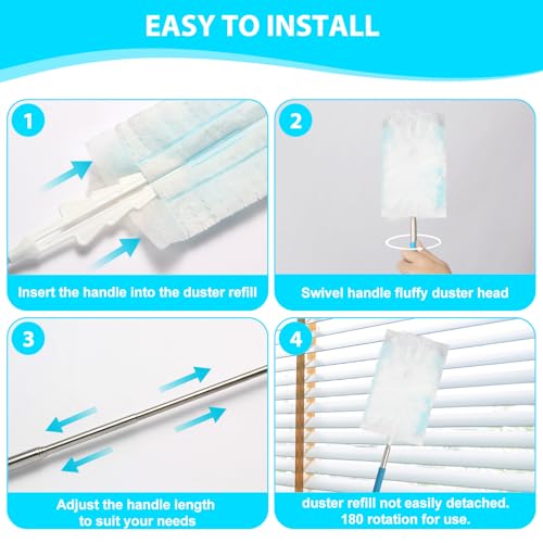 Image of 20 Count Feather Dusters Refill for Cleaning, 180 Degree Heavy Duty Duster Replacement Head for Swiffer Duster,Dusting Furniture, Blinds, Ceiling Fans, Helps Remove Allergens