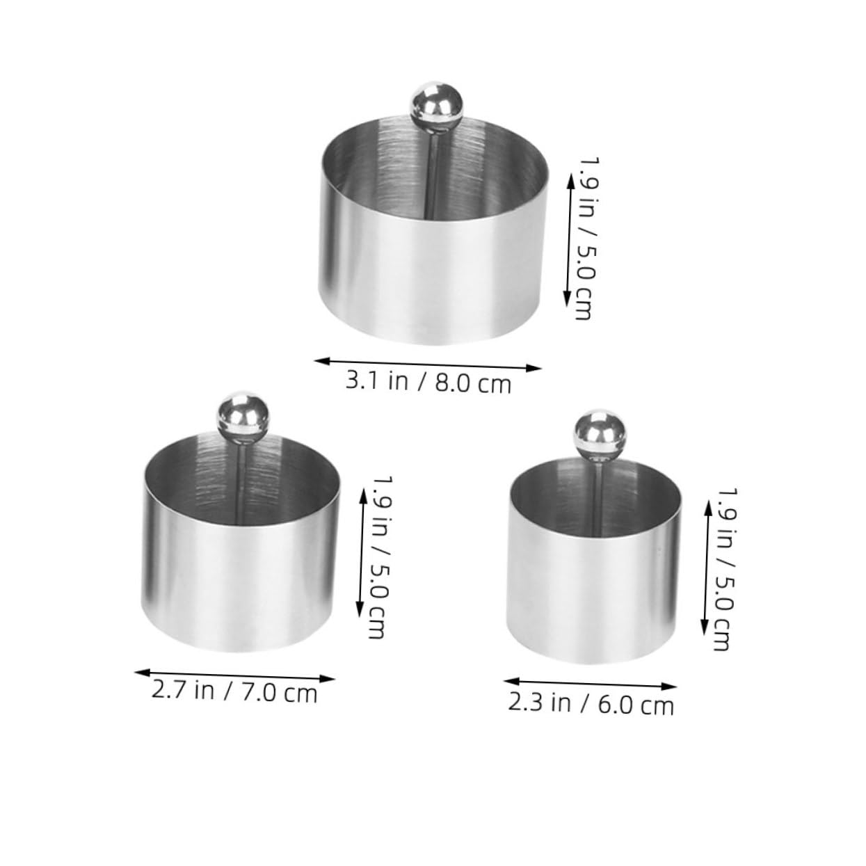 MUCKLILY 1Set Stainless Steel Cake Ring Moulding Tools for Cold Dishes Desserts Versatile Food Presser for Salads Mousses Pastries More Easy to Clean