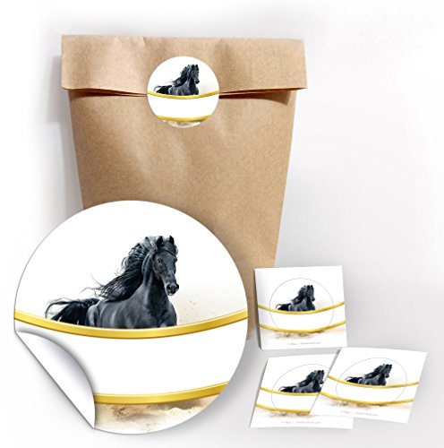 JuNa-Experten Lot de 12 cartes d'invitation, enveloppes, sacs, autocollants pour anniversaire d'enfant pour fille Cheval… - Image 7