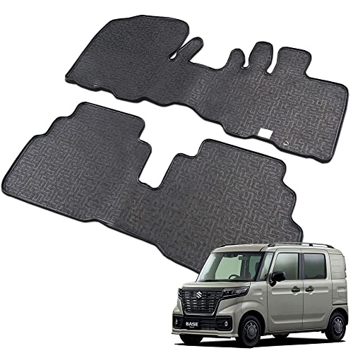 スペーシア ベース BASE フチ高 ラバー フロアマット ゴム マット カーマット フルセット 一式 ブラック MK33V (令和4年8月以降車に適合)