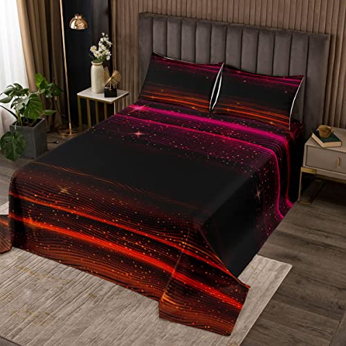 Ombre Black Bedspread King Red Purple Stripes Coverlet Set For Kids Boys Girls Teens Adult Stars Outer Space Gradient Quilted Bedroom Decor Watercolor Bedspread Quilt Set With 2 Pillowcases