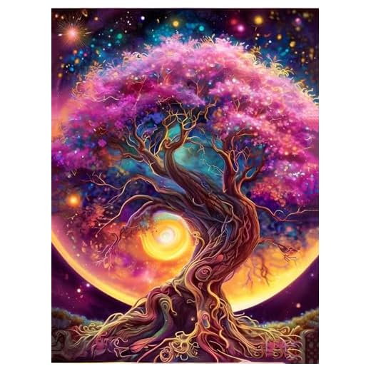 Peinture par Numéros pour Adulte Arbre de vie, Activité Manuelle Kit de Peinture à l'huile sur Toile Bricolage pour Enfant avec pinceaux Peinture de Dessin de Pigment Acrylique, 45x60cm L-452