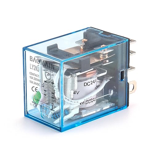 Baomain 2PCS LY2NJ General Purpose Power Relay, DPDT 8 Pins Electromagnetic Power Relay Green/Red LED (24, Volts (DC))