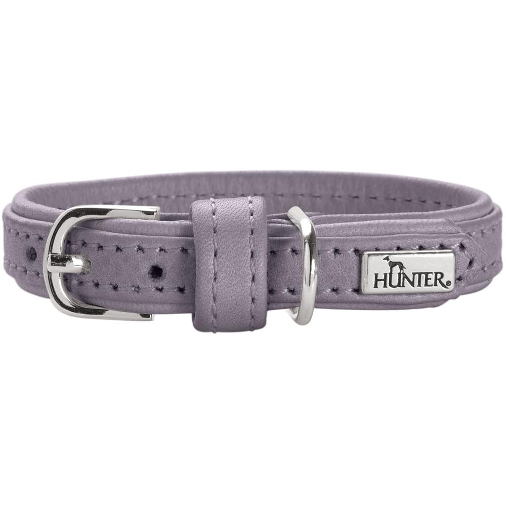 Hunter Hundehalsband SOHO MINI, Farbe: Flieder-grau, Rindsleder, weich & geschmeidig, fellschonend, leicht, für kleine Hunde & Welpen, Made in Germany, Größe: 32