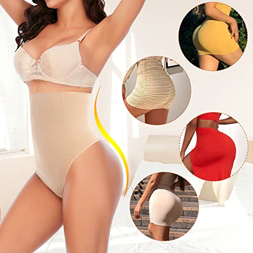 Image of Werena Thong Shapewear for Women Tummy Control Seamless High Waist Body Shaper Underwear Shaping Panties
