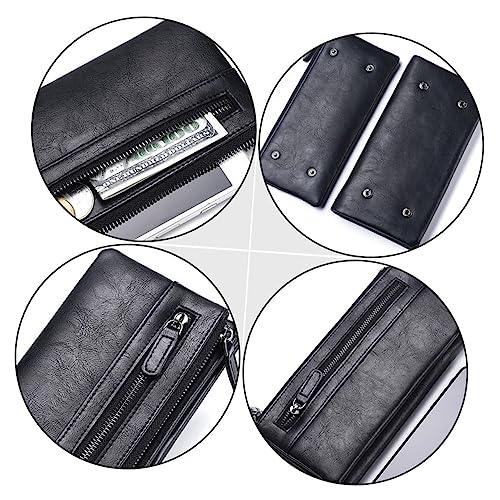 Men Chic Purse Men Cards Wallet Sturdy Zipper Wallet Large Capacity Black Soft Leather2