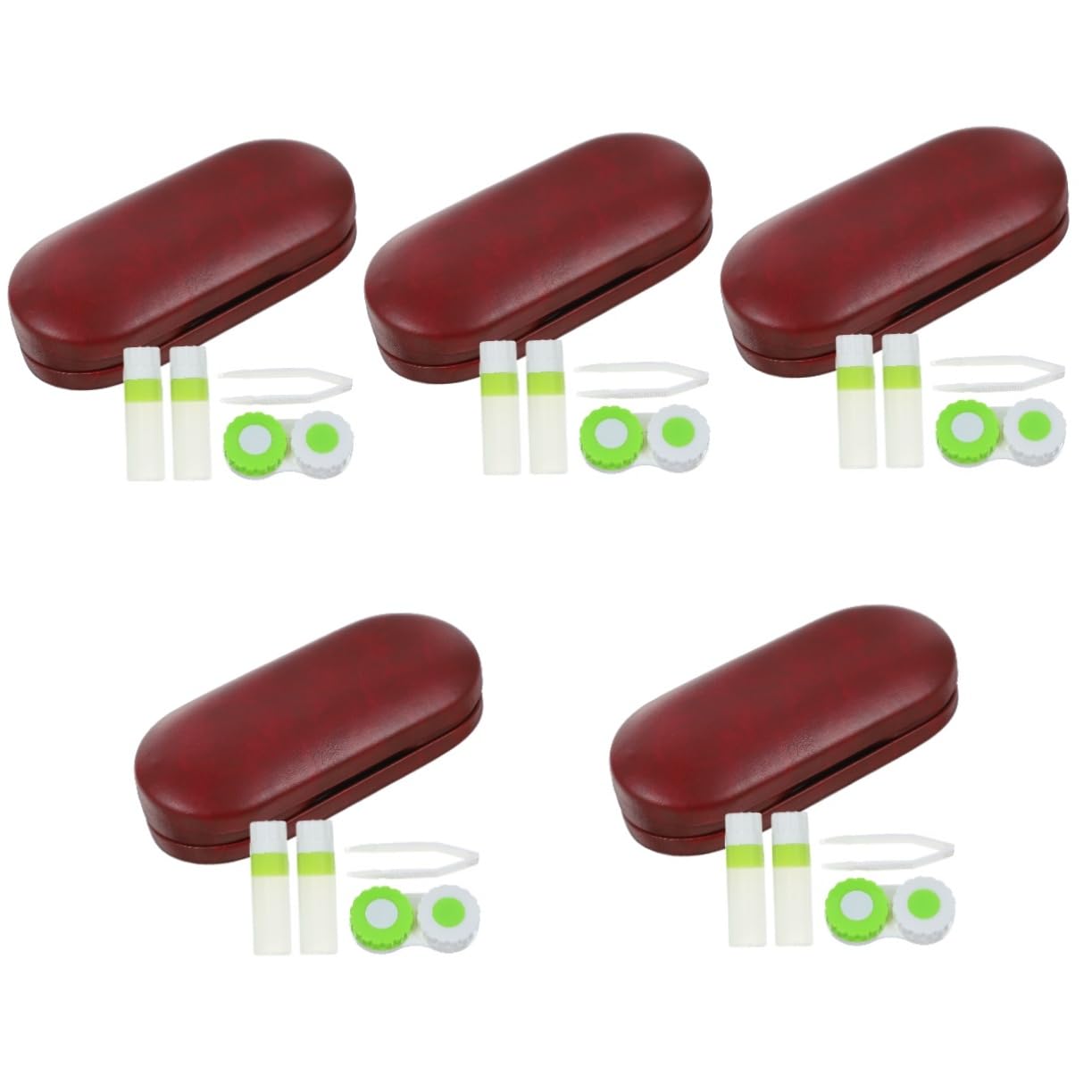 5sets Custodia Per Occhiali e Lenti Contatto Doppio Portatile Per Viaggi e Attività All Aperto Pu e Materiale Morbido Elegante