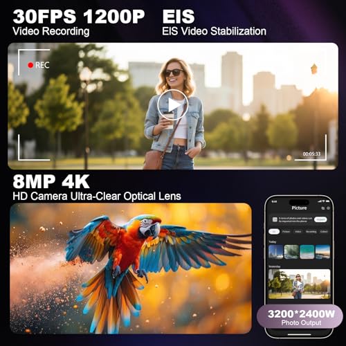 AI Smart Glasses with Camera 8MP HD Camera Glasses for Men Women 1200P 30FPS Video Recordi - image 3
