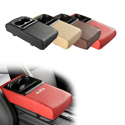 REENEW AURA用 アームレスト コンソールボックス 新型オーラ AURA FE13 FSNE13 E13系対応 肘置き 車用アームレスト 多機能収納ボックス スマホ収納 快適ドライブ クッション PUレザー調 簡単取付 汎用タイプ 車 カー用品(レ