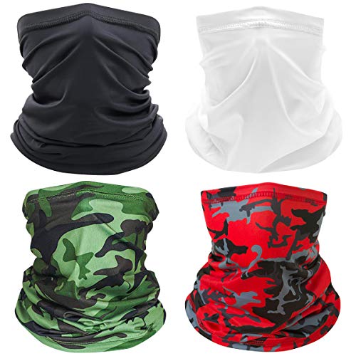 4 Pieces Face Mask Bandanas, UV Protection Bandana Neck Gaiter Headwear Bandana,Neck Gaiter Multi Scarf for Dust, Outdoors,Festivals,Sports Black