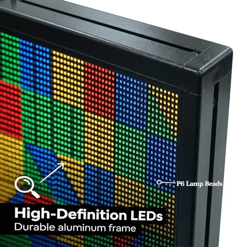 Image of P6 Programmable LED Sign Supports Text /Image /Video, 40 inchx17 inch Outdoor Scrolling LED Digital Display for Business, IP65 Waterproof Electronic Message Board with WiFi & USB Control