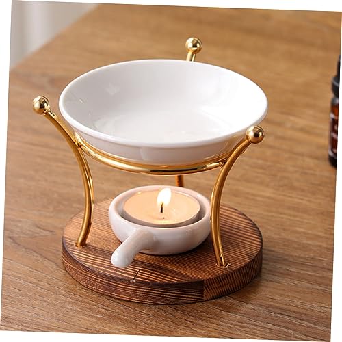 Difusor aromático eléctrico con base de madera y soporte para vela miniatura 7