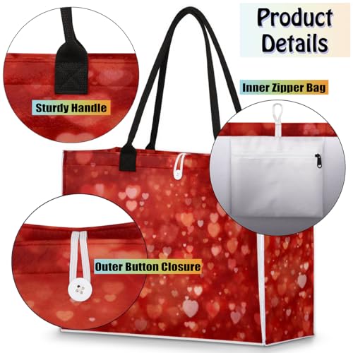 Red Love Balloons Tote Bag for Women Large Beach Bag Reusable Tote Bags for Work Travel Beach Shopping4